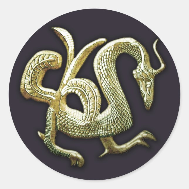 Sticker Rond Dragon chinois de bronze antique (Devant)