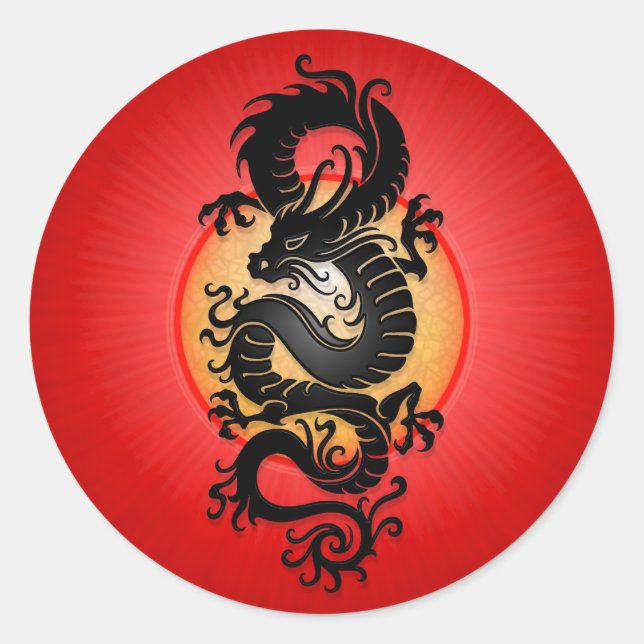 Sticker Rond Dragon chinois de Red Burst (Devant)