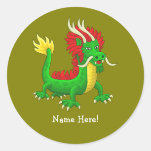 Sticker Rond Dragon Chinois Mythologique