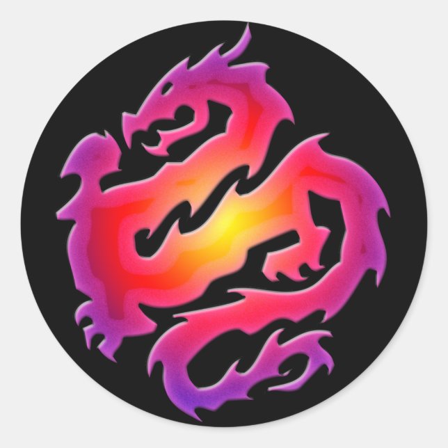 STICKER ROND DRAGON COLORÉ (Devant)