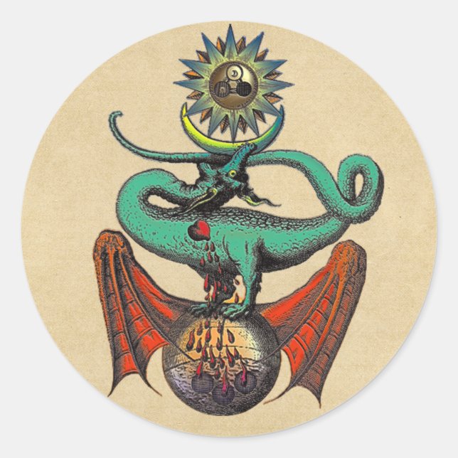 Sticker Rond Dragon d'alchimie de défilement Ripley (Devant)