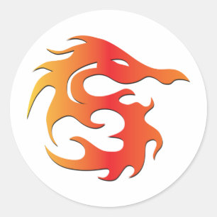 Sticker Rond Dragon de feu