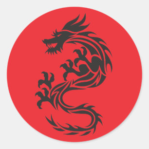 Sticker Rond Dragon de feu