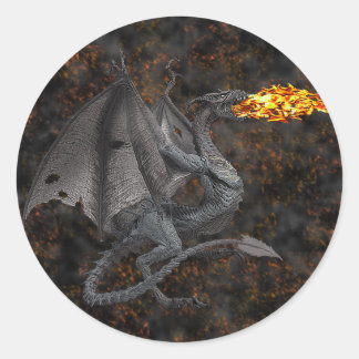 Sticker Rond Dragon de Feu-Respiration