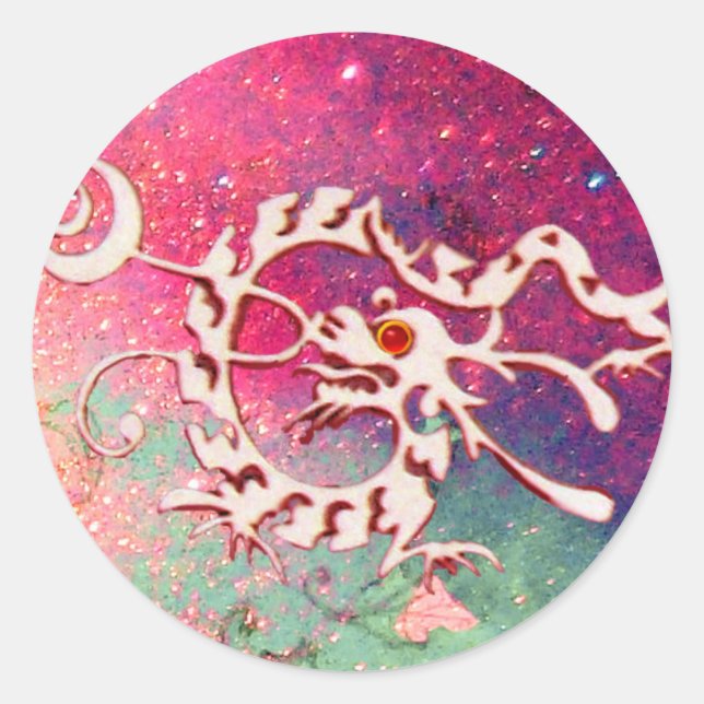 Sticker Rond DRAGON DE MER 2, vert rose bleu (Devant)
