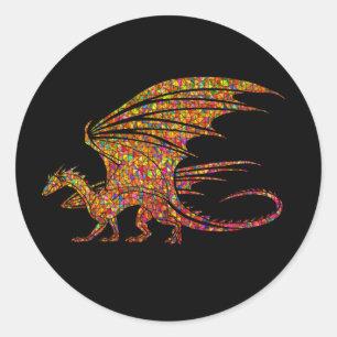 Sticker Rond Dragon de mosaïque Extraordinaire