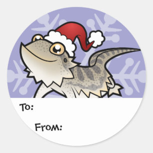 Sticker Rond Dragon de Noël barbu / Dragon de Rankin