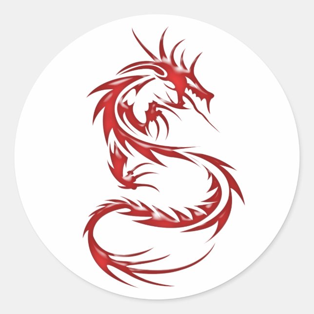 Sticker Rond Dragon de tatouage rouge (Devant)