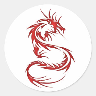 Sticker Rond Dragon de tatouage rouge