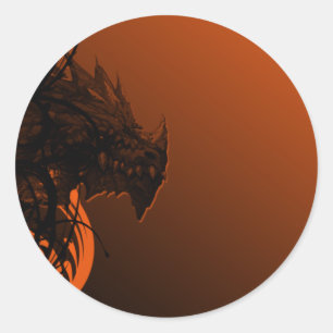 Sticker Rond Dragon d'Halloween sur Orange