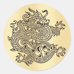 Sticker Rond Dragon d'or