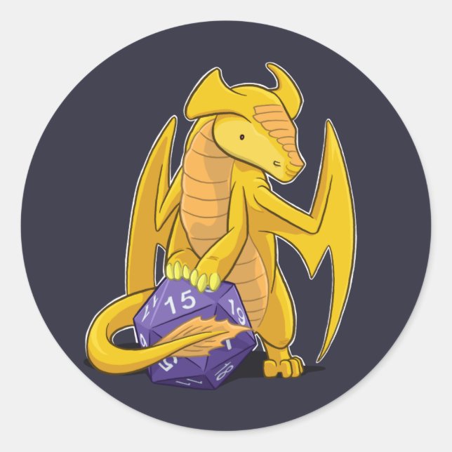 Sticker Rond Dragon d'or D20 (Devant)