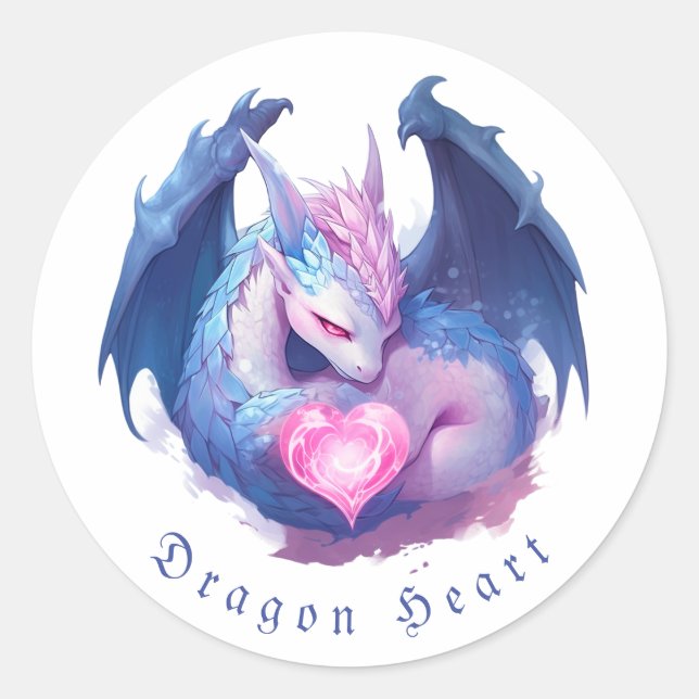 Sticker Rond Dragon et coeur (Devant)