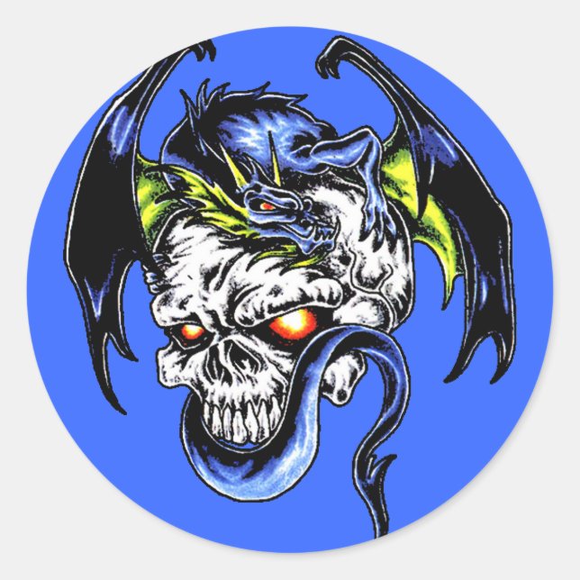 Sticker Rond Dragon et crâne (Devant)