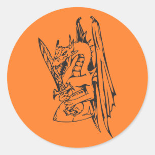Sticker Rond Dragon et épée