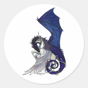 Sticker Rond Dragon et licorne