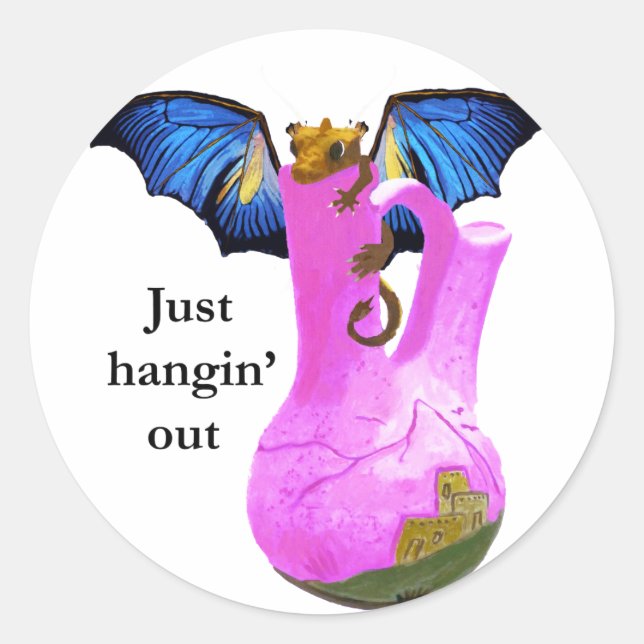 Sticker Rond Dragon et Vase (Devant)