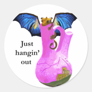 Sticker Rond Dragon et Vase