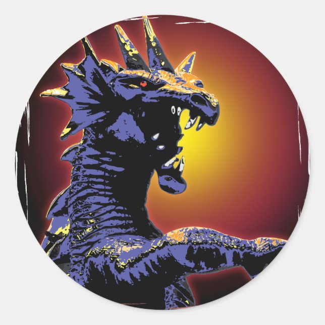 Sticker Rond Dragon fire (Devant)