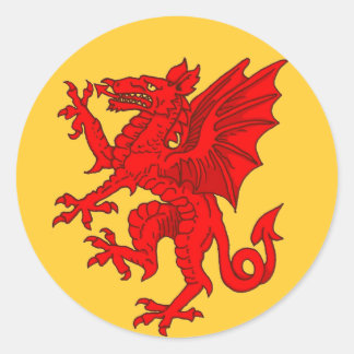 Sticker Rond Dragon gallois jaune - Customisé