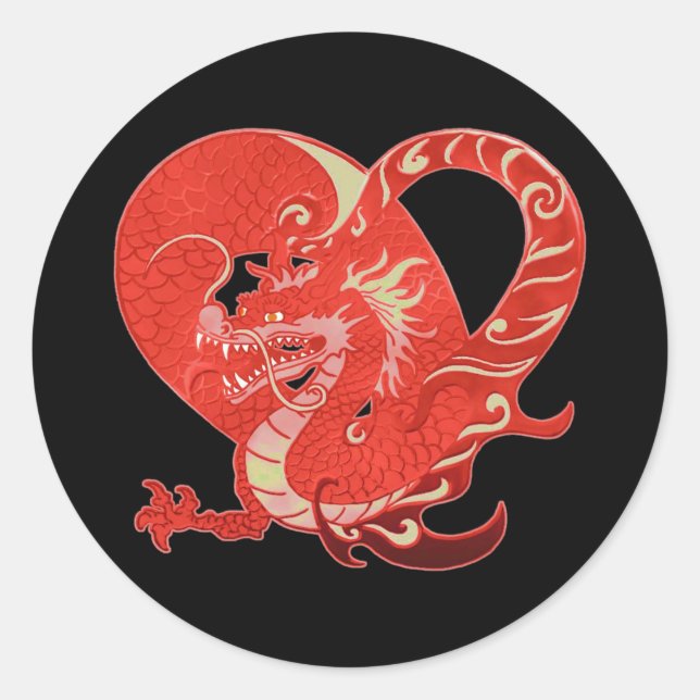 Sticker Rond Dragon Heart Valentine (Devant)