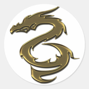 Sticker Rond Dragon liquide d'or