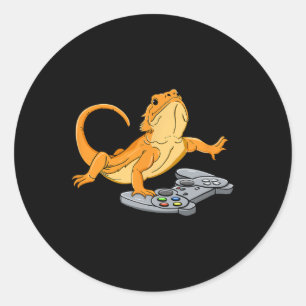 Sticker Rond Dragon Lizard Gamer jeu vidéo Gecko