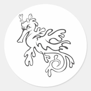 Sticker Rond Dragon marin lourd et feuillu