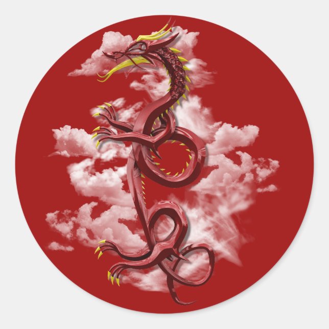 Sticker Rond Dragon oriental (Devant)