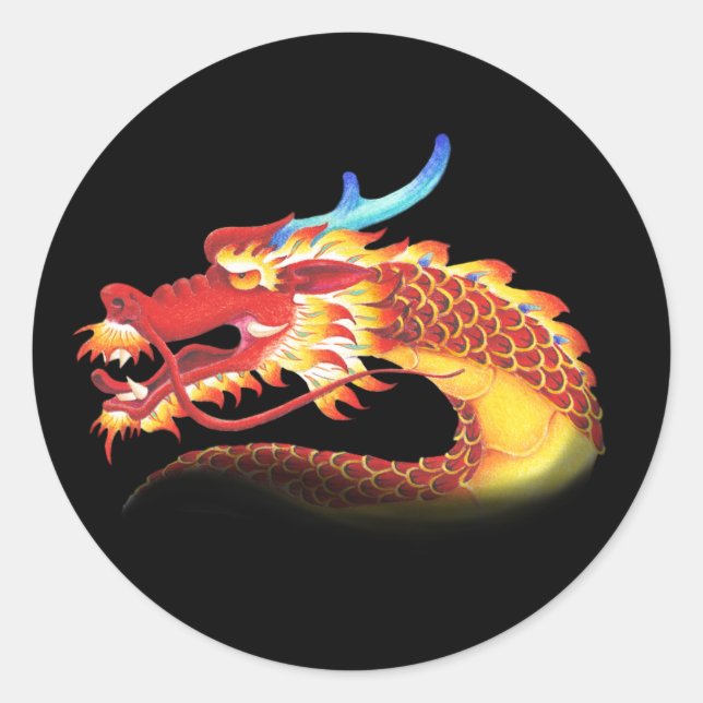 Sticker Rond Dragon oriental (Devant)