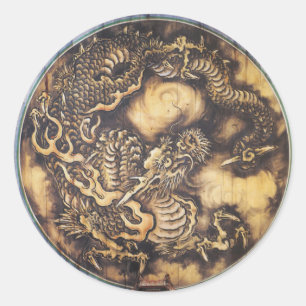 Sticker Rond Dragon oriental japonais traditionnel - 日本 - 