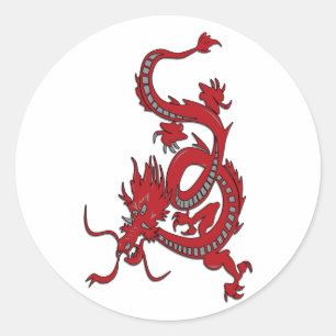 Sticker Rond Dragon rouge - Année du Dragon
