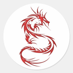 Sticker Rond Dragon rouge de tatouage