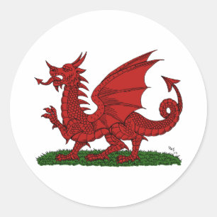 Sticker Rond Dragon rouge du Pays de Galles
