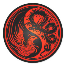 Dragon rouge et noir Phoenix Yin Yang