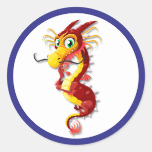 Sticker Rond Dragon rouge et or