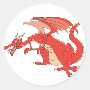 Sticker Rond Dragon rouge vif