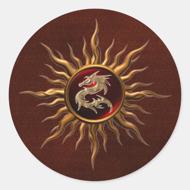 Sticker Rond Dragon Soleil Ornemental (Devant)