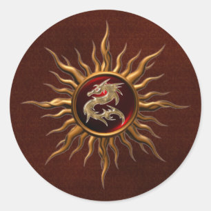 Sticker Rond Dragon Soleil Ornemental