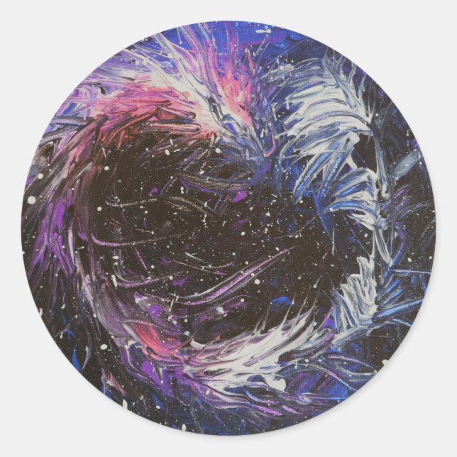 Sticker Rond Dragon spatial (Devant)