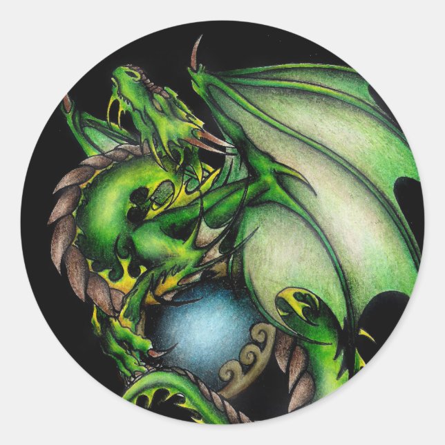 Sticker Rond Dragon vert (Devant)