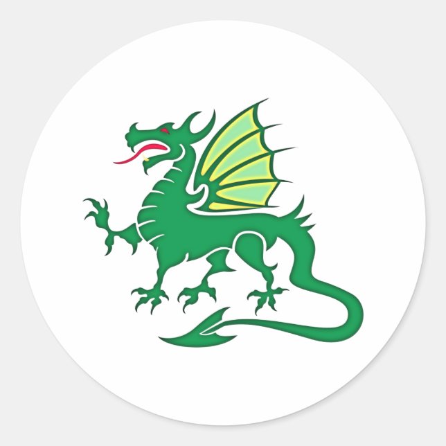 Sticker Rond Dragon vert (Devant)