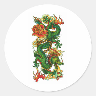 STICKER ROND DRAGON VERT CHINOIS