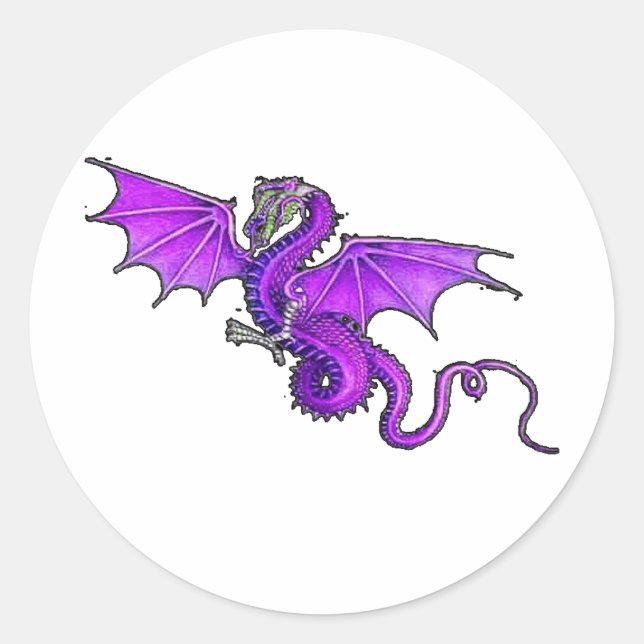 Sticker Rond Dragon violet (Devant)