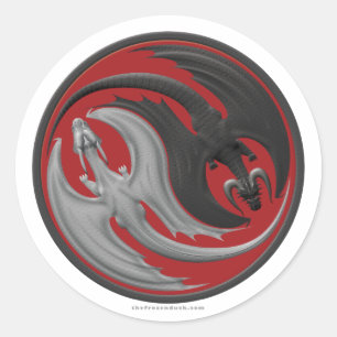 Sticker Rond Dragon Yin-Yang