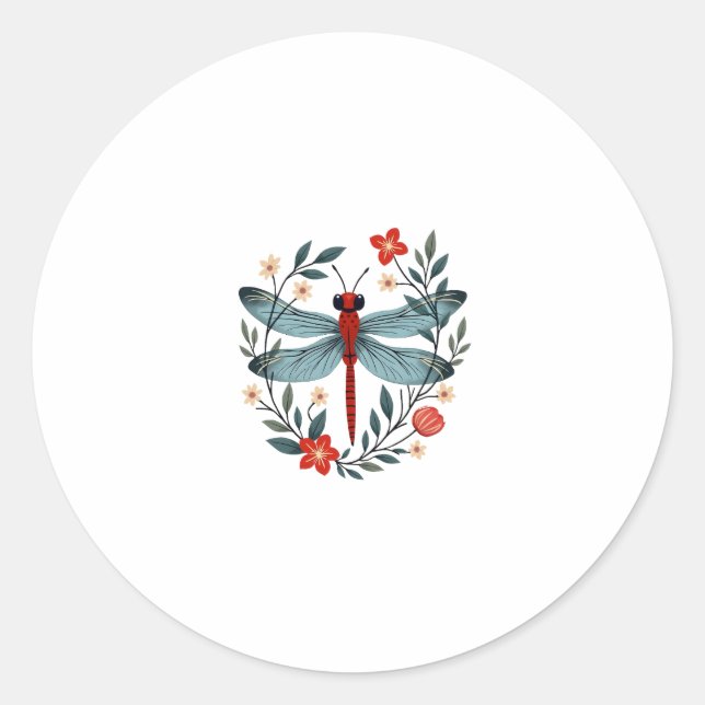 Sticker Rond Dragonfly Christmas T-Shirt_1 (1) (Devant)