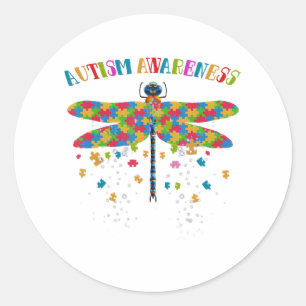 Sticker Rond Dragonfly colorée pour la journée de Sensibilisati