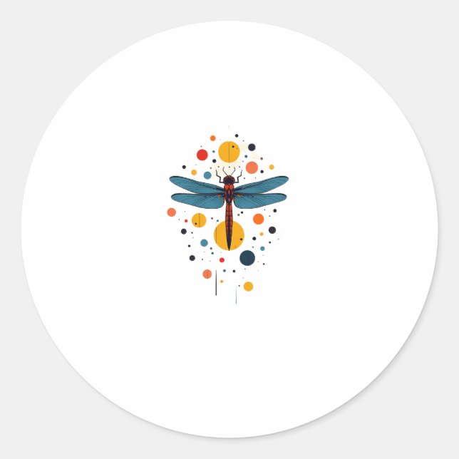 Sticker Rond Dragonfly Painting Art Animal Abstract Graphic Dra (Devant)