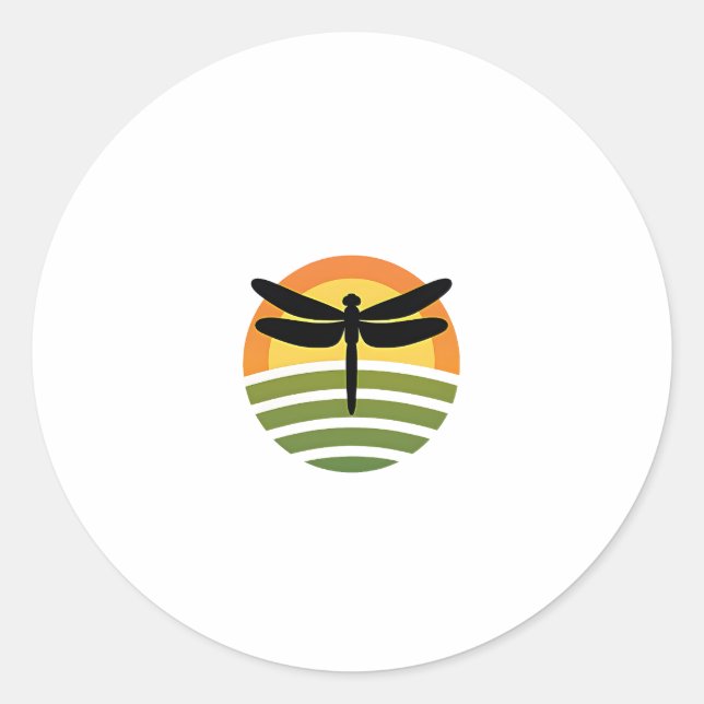 Sticker Rond Dragonfly Retro (1) (Devant)