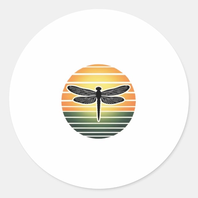 Sticker Rond Dragonfly Retro (3) (Devant)